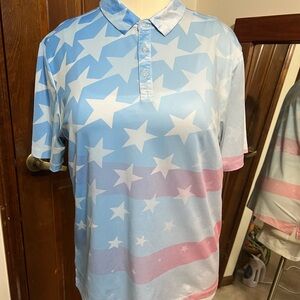 Blue and Red Star Pattern Polo Shirt